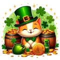 St Patrickâs Day Cats Clipart. generative ai Royalty Free Stock Photo